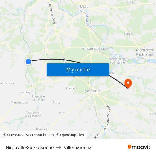 Gironville-Sur-Essonne to Villemarechal map