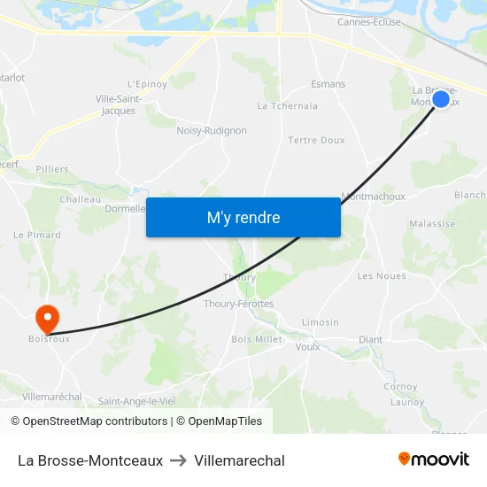 La Brosse-Montceaux to Villemarechal map