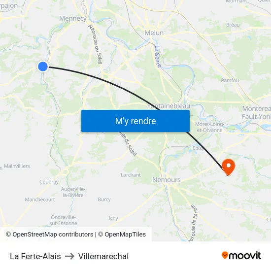 La Ferte-Alais to Villemarechal map