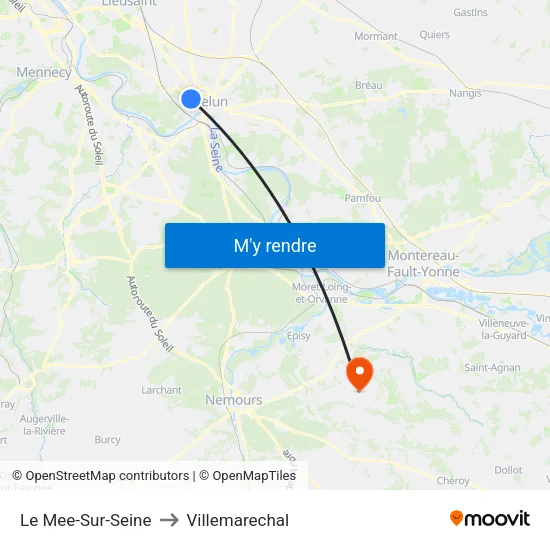 Le Mee-Sur-Seine to Villemarechal map