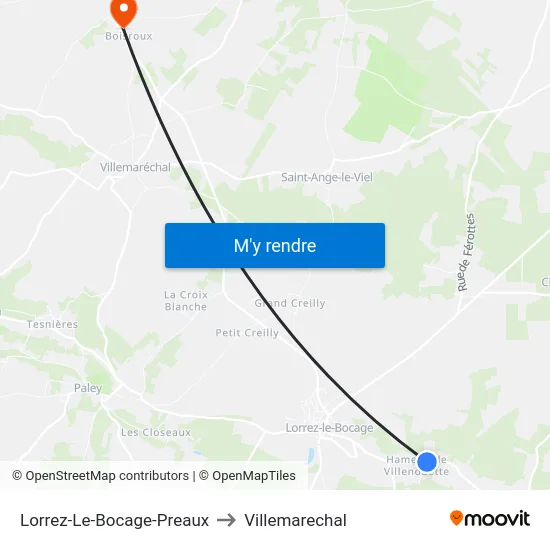 Lorrez-Le-Bocage-Preaux to Villemarechal map