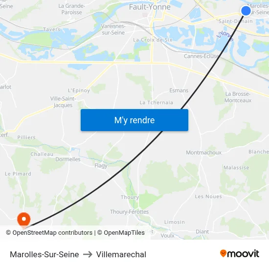 Marolles-Sur-Seine to Villemarechal map