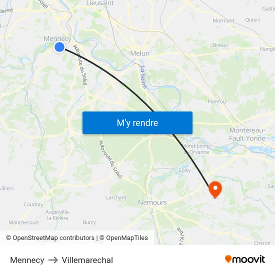 Mennecy to Villemarechal map