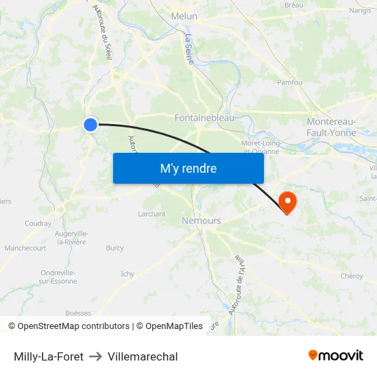Milly-La-Foret to Villemarechal map