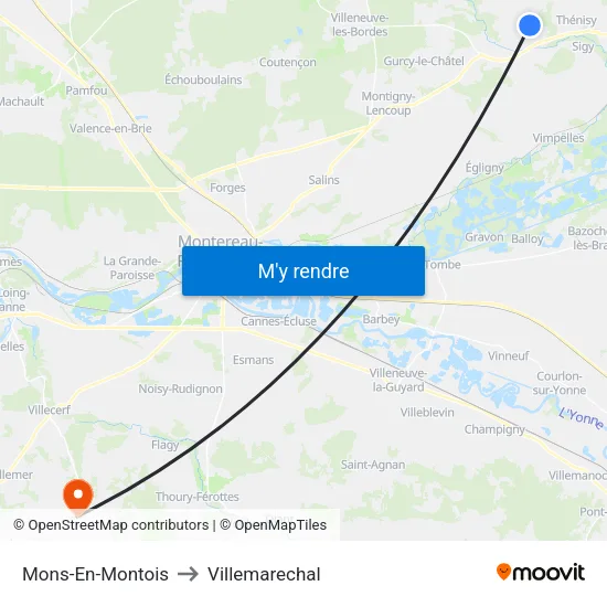 Mons-En-Montois to Villemarechal map