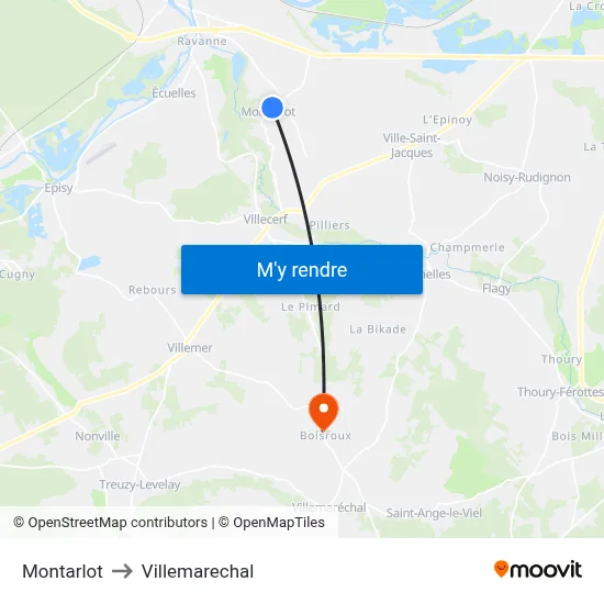 Montarlot to Villemarechal map