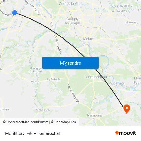 Montlhery to Villemarechal map