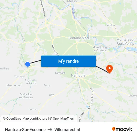 Nanteau-Sur-Essonne to Villemarechal map