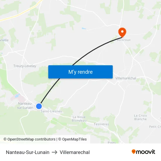 Nanteau-Sur-Lunain to Villemarechal map