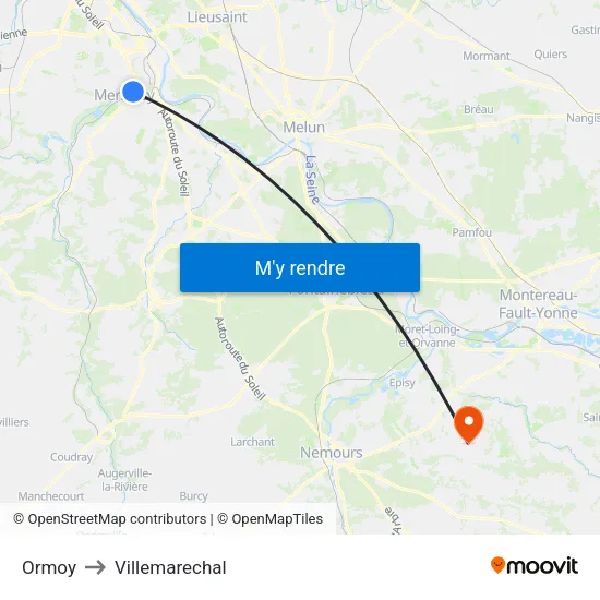 Ormoy to Villemarechal map