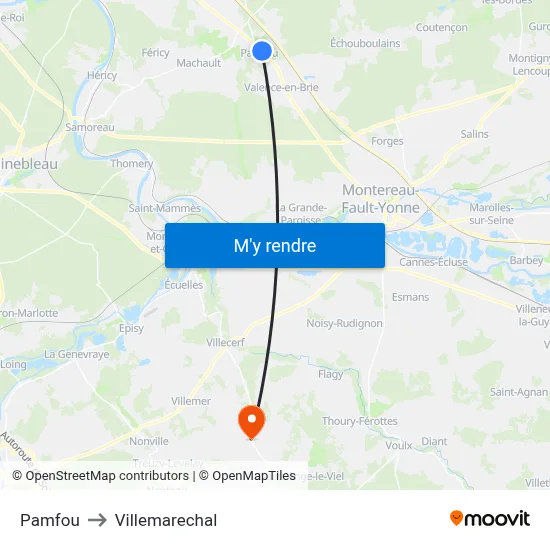 Pamfou to Villemarechal map