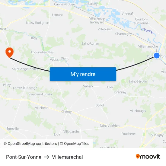 Pont-Sur-Yonne to Villemarechal map