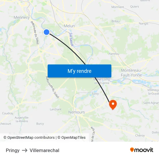 Pringy to Villemarechal map