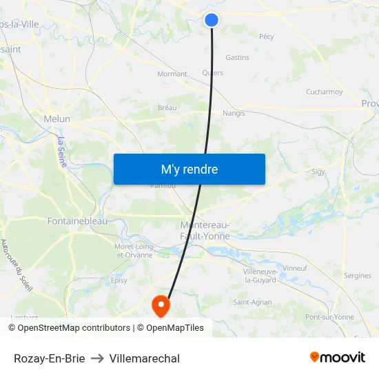 Rozay-En-Brie to Villemarechal map