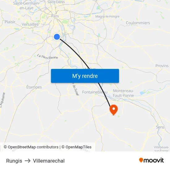 Rungis to Villemarechal map