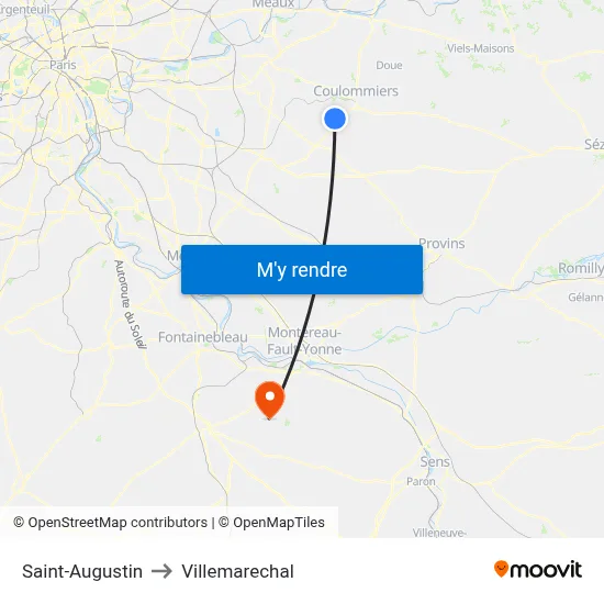Saint-Augustin to Villemarechal map