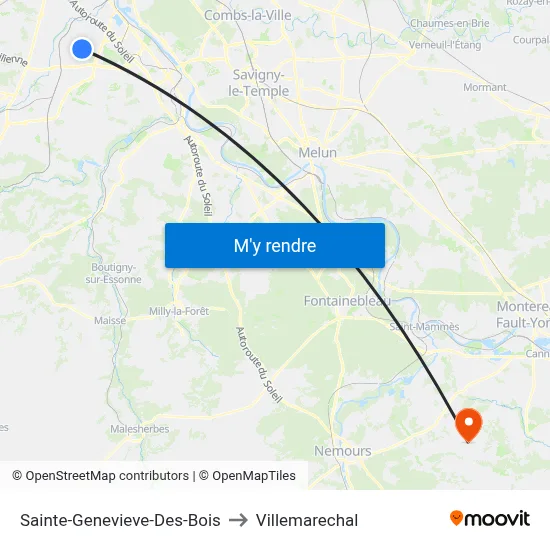 Sainte-Genevieve-Des-Bois to Villemarechal map