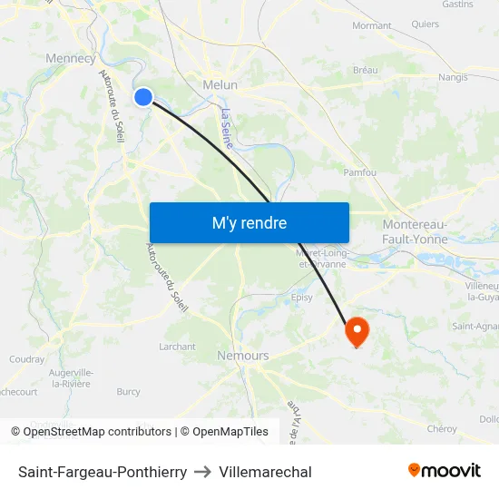 Saint-Fargeau-Ponthierry to Villemarechal map