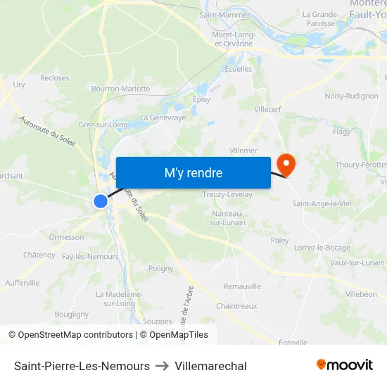 Saint-Pierre-Les-Nemours to Villemarechal map