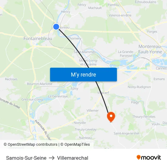 Samois-Sur-Seine to Villemarechal map