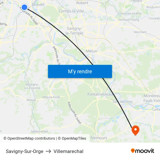 Savigny-Sur-Orge to Villemarechal map
