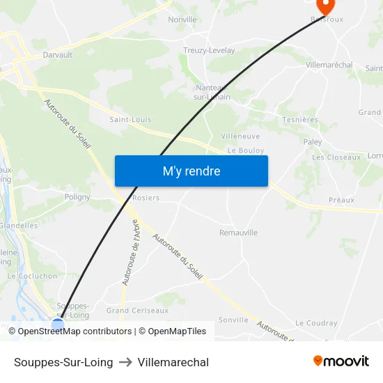 Souppes-Sur-Loing to Villemarechal map