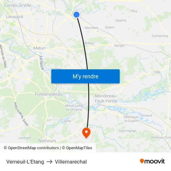 Verneuil-L'Etang to Villemarechal map