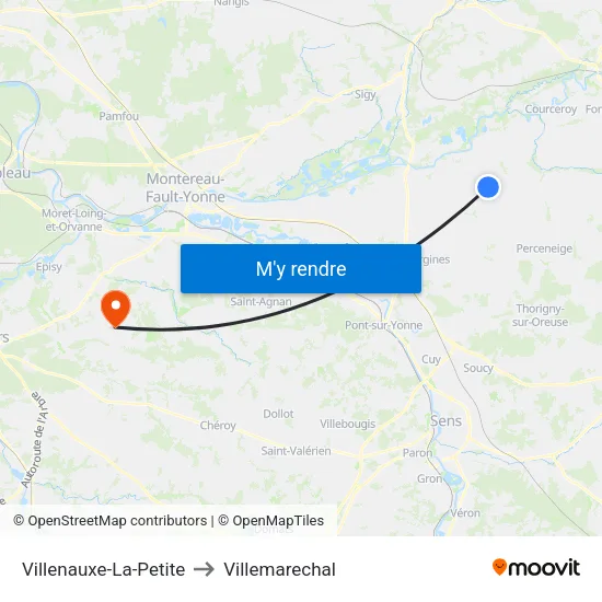 Villenauxe-La-Petite to Villemarechal map