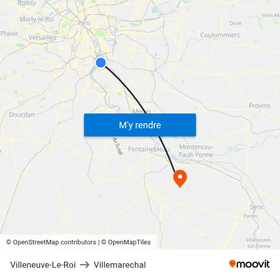 Villeneuve-Le-Roi to Villemarechal map