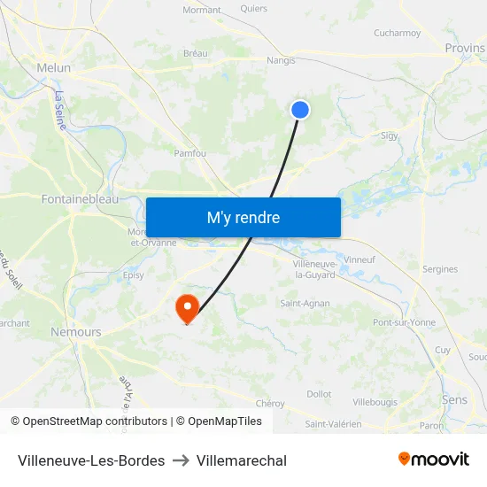 Villeneuve-Les-Bordes to Villemarechal map