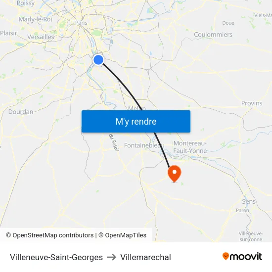 Villeneuve-Saint-Georges to Villemarechal map