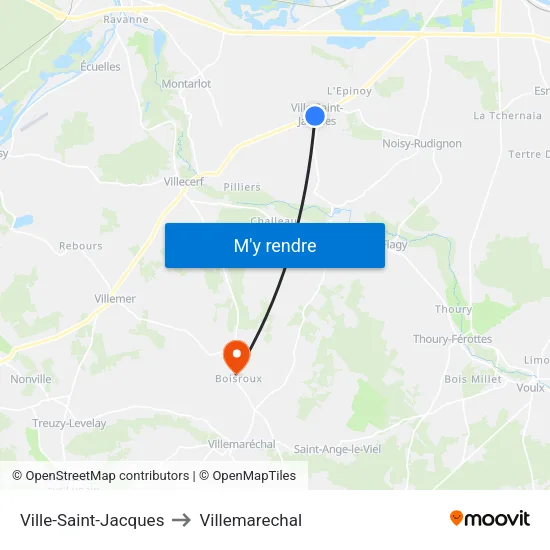 Ville-Saint-Jacques to Villemarechal map