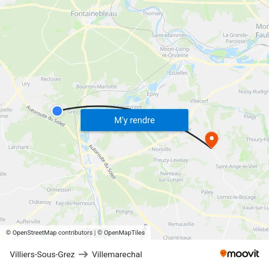 Villiers-Sous-Grez to Villemarechal map