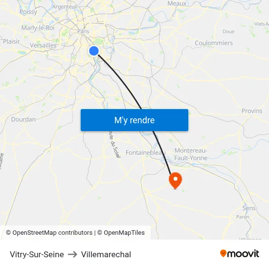 Vitry-Sur-Seine to Villemarechal map