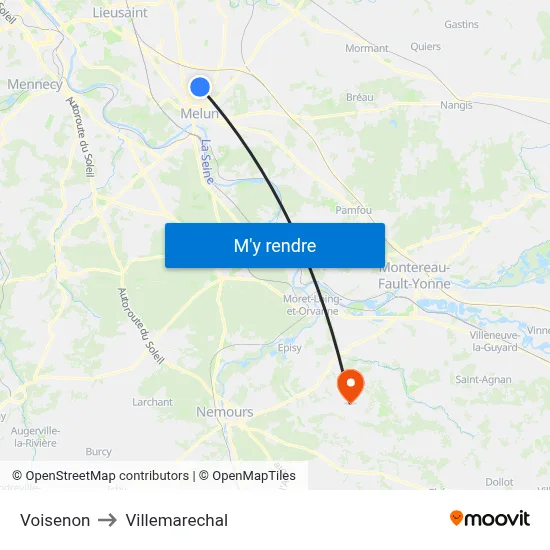 Voisenon to Villemarechal map