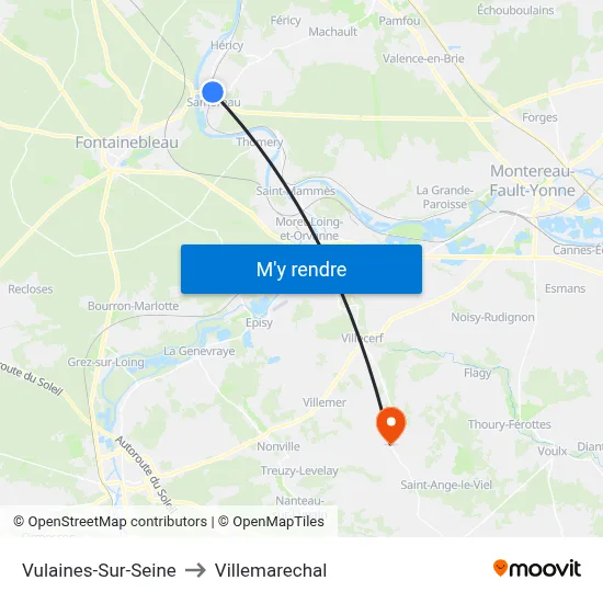 Vulaines-Sur-Seine to Villemarechal map