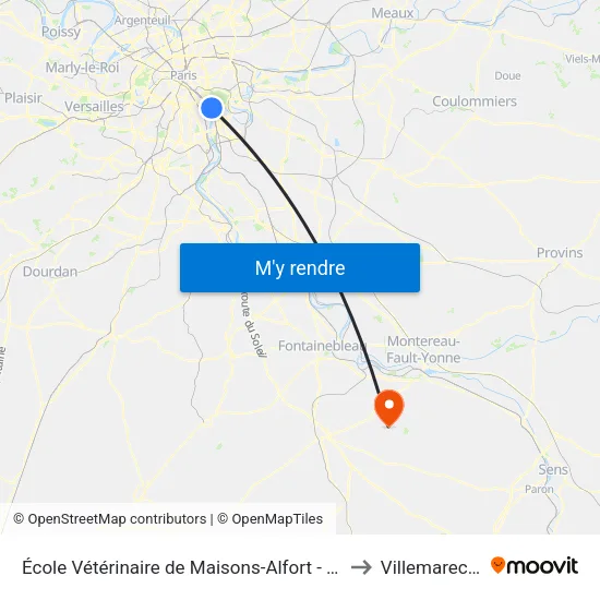 École Vétérinaire de Maisons-Alfort - Métro to Villemarechal map
