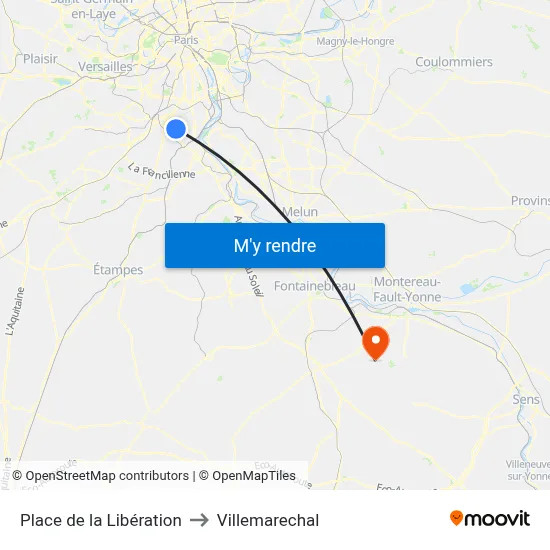 Place de la Libération to Villemarechal map