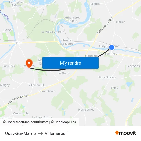Ussy-Sur-Marne to Villemareuil map