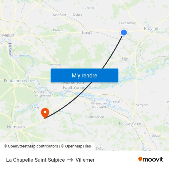 La Chapelle-Saint-Sulpice to Villemer map