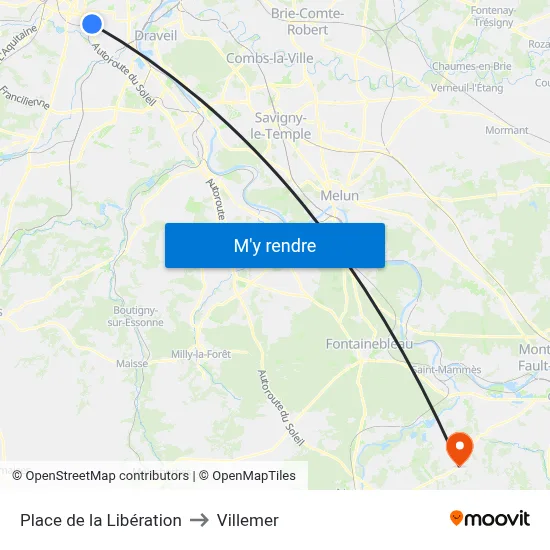 Place de la Libération to Villemer map
