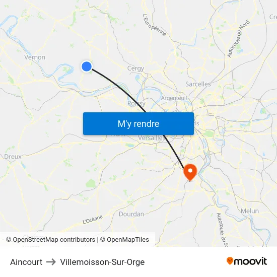 Aincourt to Villemoisson-Sur-Orge map