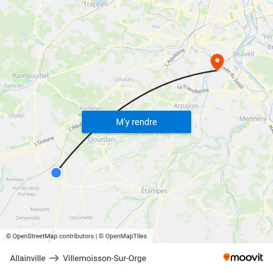 Allainville to Villemoisson-Sur-Orge map