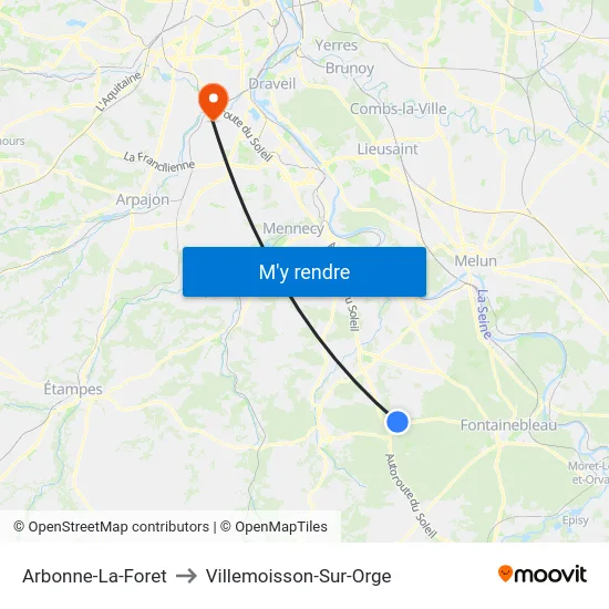 Arbonne-La-Foret to Villemoisson-Sur-Orge map
