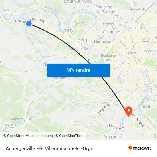 Aubergenville to Villemoisson-Sur-Orge map