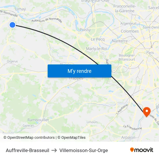 Auffreville-Brasseuil to Villemoisson-Sur-Orge map