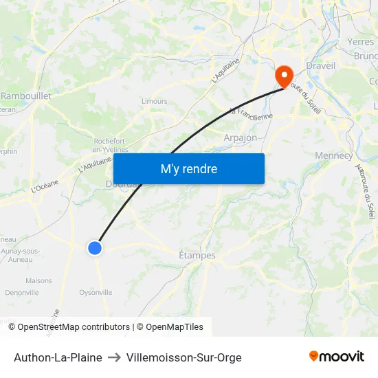Authon-La-Plaine to Villemoisson-Sur-Orge map