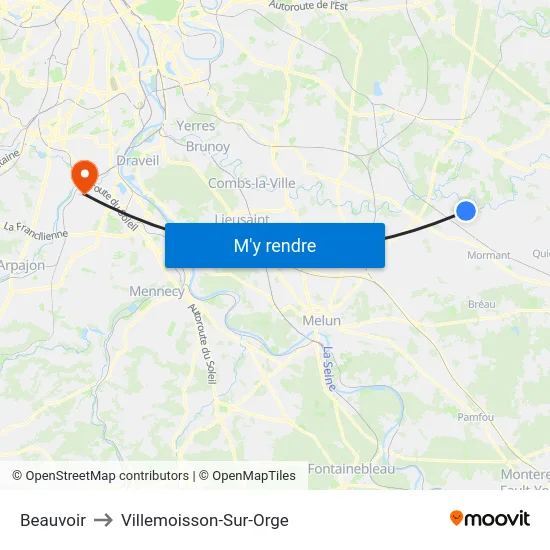 Beauvoir to Villemoisson-Sur-Orge map