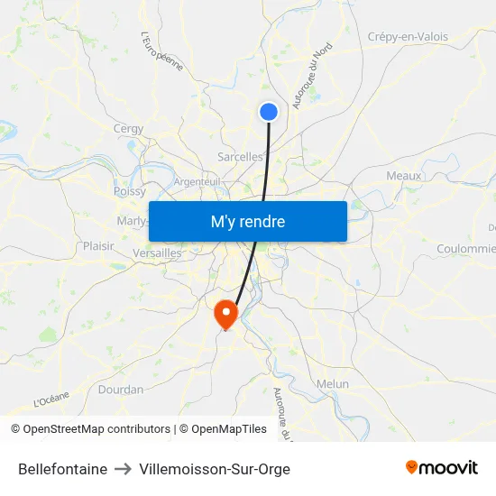 Bellefontaine to Villemoisson-Sur-Orge map