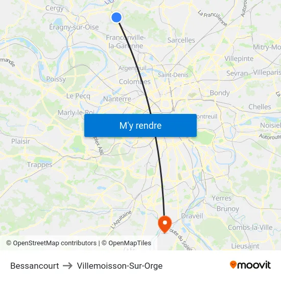 Bessancourt to Villemoisson-Sur-Orge map